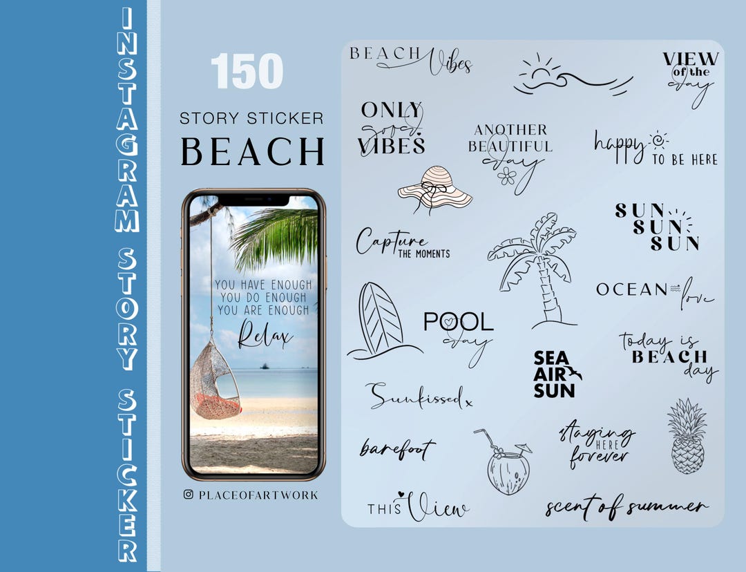 150+ Instagram Story Stickers Beach Summer Travel Holiday Vacation ...