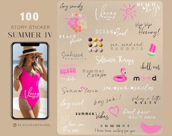 Más de 100 pegatinas de historias de Instagram Verano IV Viajes a la playa Vacaciones vacaciones amor familiar Storysticker pegatinas png digitales básicas