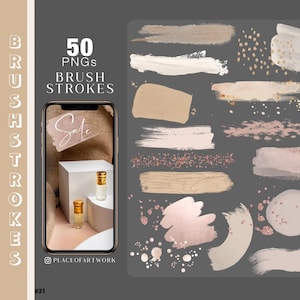 50 brush strokes Instagram Story planner Stickers Instagram Story Stickers neutral Digital png Clipart brush strokes glitter