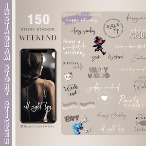 150+ Instagram Story Sticker weekend Edition basic family friends wine coffee date night party girls night png Stickers