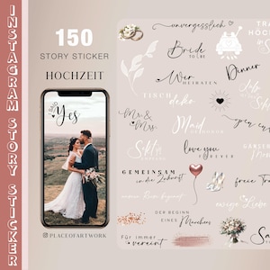 150+ Instagram Story Stickers Wedding Wedding Quotes Bride Marry Honeymoon Flower botanical Shooting brushstrokes clipart Frames png