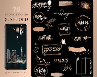 70+ Instagram Story Sticker Rosegold Daily everyday Basic weekdays brushstrokes good morning frames glitter clipart png