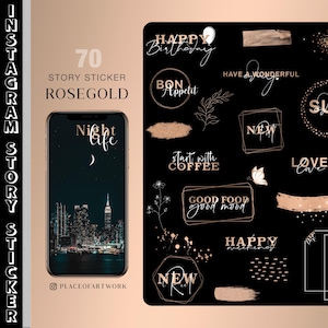 70+ Instagram Story Stickers Rosegold Daily everyday Basic weekdays brushstrokes good morning frames glitter clipart png