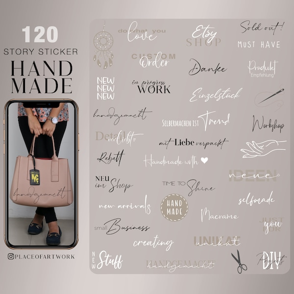 120+ Instagram Story Sticker Handmade DIY Handcraft Backgrounds Elements small Business png Storysticker basic digital