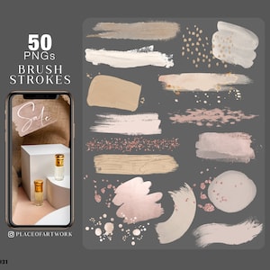 50 brush strokes Instagram Story planner Stickers Instagram Story Stickers neutral Digital png Clipart brush strokes glitter