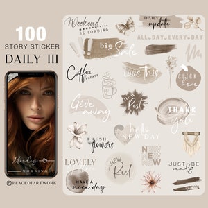 100+ Instagram Story Sticker Daily III everyday Basic weekdays brushstrokes good morning everyday beige clipart png