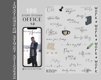 Mais de 100 adesivos para histórias do Instagram, planejador de trabalho, escritório de negócios, estudo, escola, inglês, adesivo digital png clipart