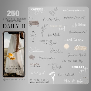 250+ Instagram Story Sticker Daily II Basic XL weekdays lettering lettering everyday life German clipart digital png