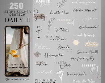 250+ Instagram Story Sticker Daily II Basic XL weekdays lettering lettering everyday life German clipart digital png