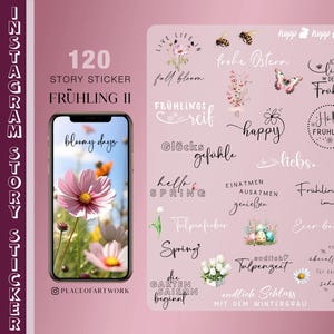 120+ Instagram Story Sticker Frühling Ostern Garten Spring flowers botanical Basic clipart digital Stickers png