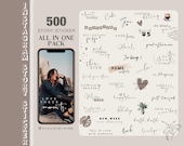500+ Instagram Story Sticker all in One pack xxl Daily everyday Basic weekdays brushstrokes good morning beige clipart link Frames png
