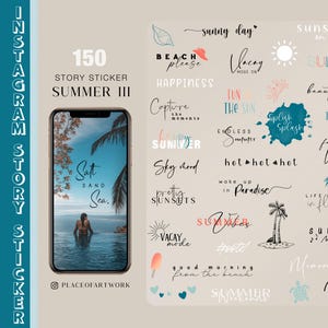 150+ Instagram Story Sticker Summer travel Holiday vacation family love Storysticker basic digital png Stickers
