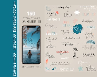 150+ Instagram Story Stickers Summer travel Holiday vacation family love Storysticker basic digital png Stickers