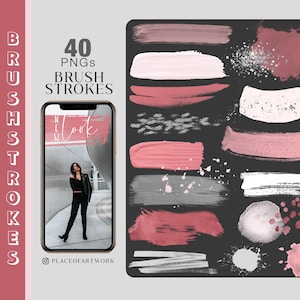 40以上のブラシストロークInstagramストーリープランナーステッカーInstagramストーリーステッカーニュートラルデジタルpngクリップアートブラシストロークグリッター