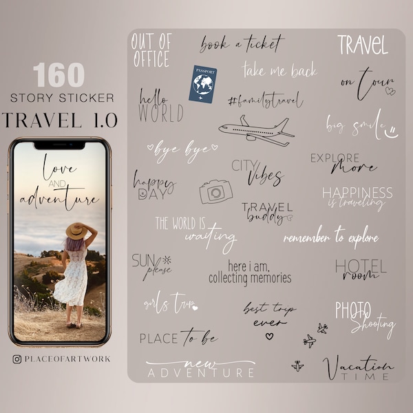 160+ Instagram Story Sticker travel Reisen explore feeling tropical Beach Sand Ocean Holiday summer Brushes clipart digital Stickers png