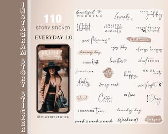 110+ Instagram Story Stickers everyday Basic Daily Weekdays words good Morning everyday beige clipart digital png