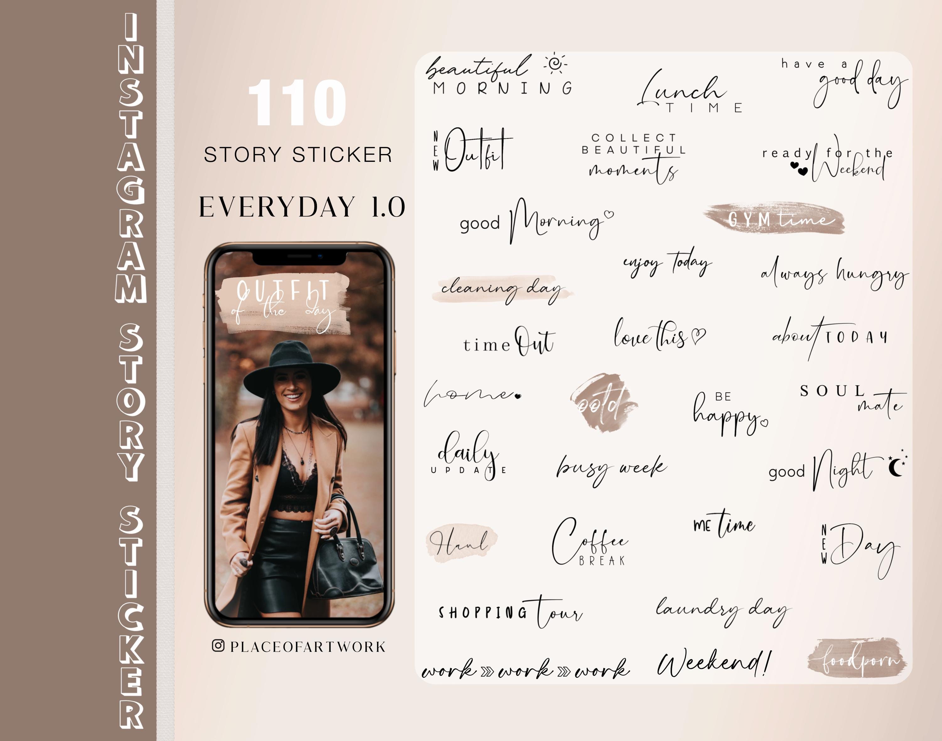 110+ Instagram Story Stickers Everyday Basic Daily Weekdays Words Good ...