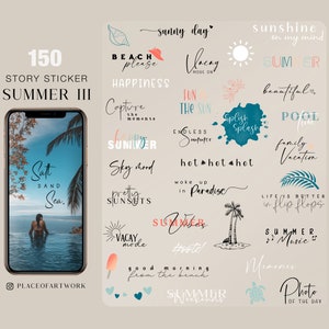 150+ Instagram Story Stickers Summer travel Holiday vacation family love Storysticker basic digital png Stickers