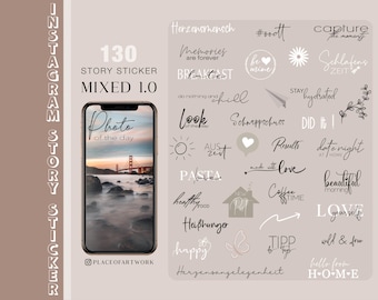 130+ Instagram Story Stickers xxl Edition Mixed Basic Daily Mix Bundle Elements Lettering Storysticker family love png