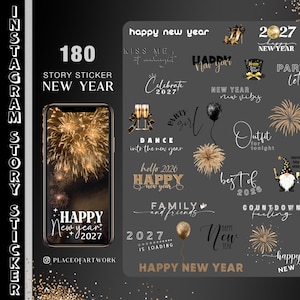 180+ Instagram Story Sticker new year 2027 bye bye 2026 best of 2026 new years eve Silvester Daily Basic brushstrokes clipart png