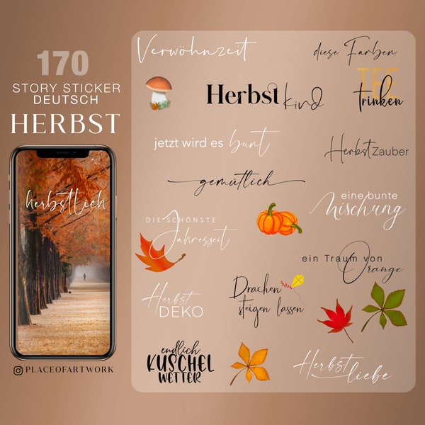 170 Instagram Story Sticker Autumn Autumn Fall Home Pumpkins Weather Wallpaper German png Storysticker