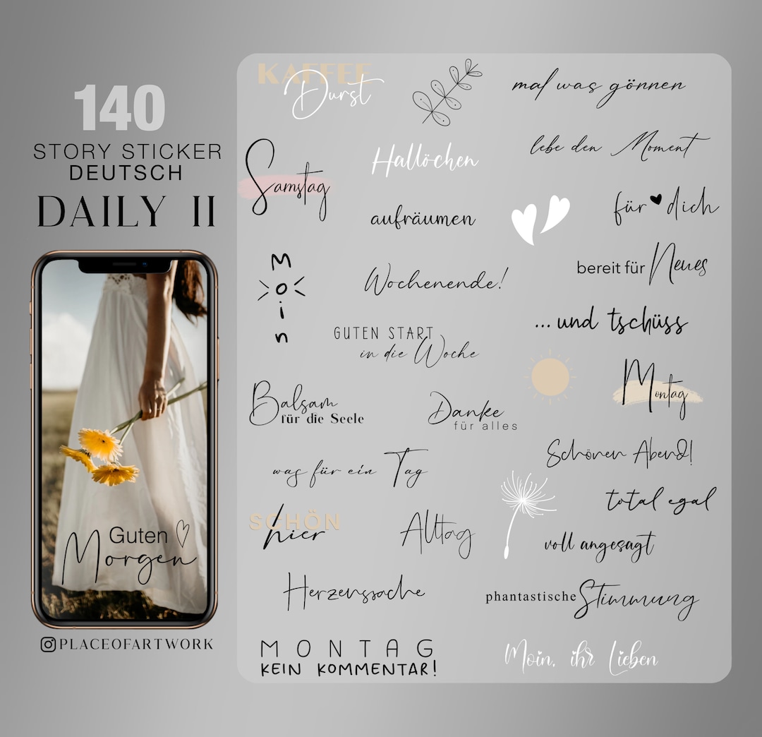 140 Instagram Story Sticker Daily II Basic XL Wochentage - Etsy.de