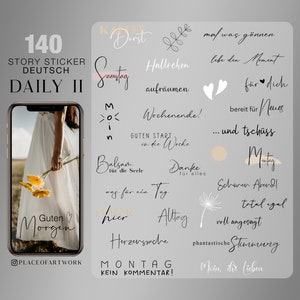 140+ Instagram Story Sticker Daily II Basic XL weekdays lettering lettering everyday life german clipart digital png