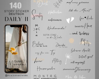 140+ Instagram Story Sticker Daily II Basic XL weekdays lettering lettering everyday life german clipart digital png