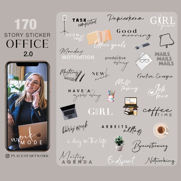 170+ Instagram Story Sticker Office Work Daily everyday Basic weekdays brushstrokes good morning clipart png