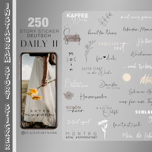 250+ Instagram Story Sticker Daily II Basic XL weekdays lettering lettering everyday life German clipart digital png image 1