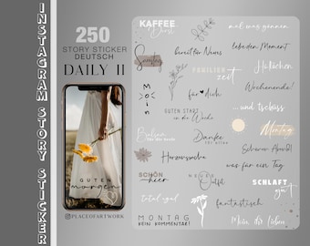250+ Instagram Story Sticker Daily II Basic XL weekdays lettering lettering everyday life German clipart digital png