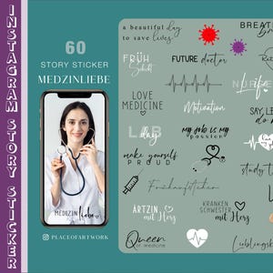 60+ Instagram Story Sticker Medizin Liebe Basic Daily Nurse Life study work Alltag clipart digital png