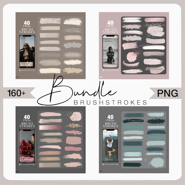 160+ Instagram Story Sticker brushes (5) Planner Stickers Bundle xxl Basic Patches Brushstrokes digital glitter Brush Stroke overlays png