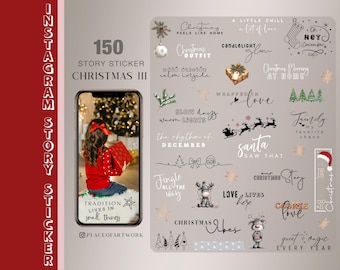 Mais de 150 adesivos para histórias do Instagram Natal III Inverno Família amor pinceladas básicas png Clipart digital