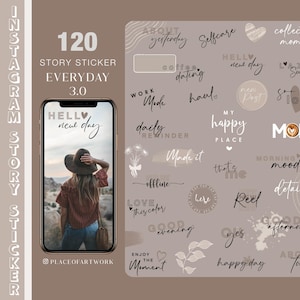120+ Instagram Story Sticker everyday 3.0 Daily everyday Basic weekdays brushstrokes good morning Alltag beige clipart link Frames png