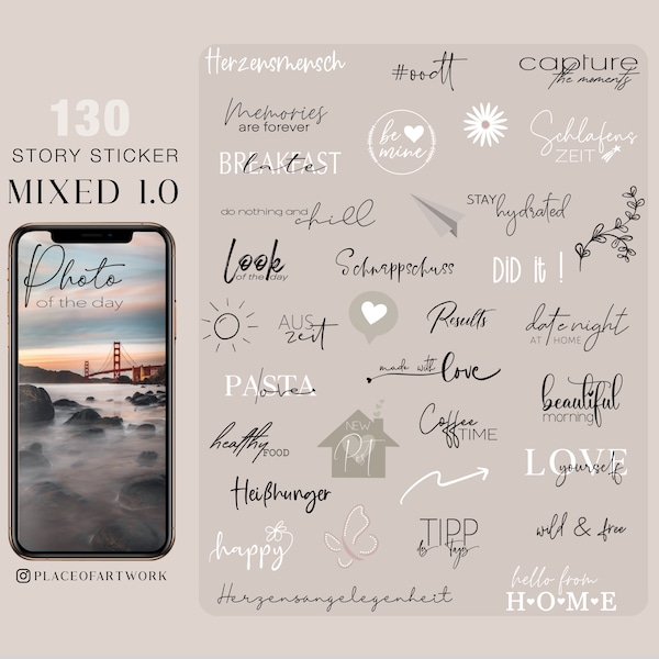 130+ Instagram Story Sticker xxl Edition Mixed Basic Daily Mix Bundle Elements Schriftzüge Storysticker family love png