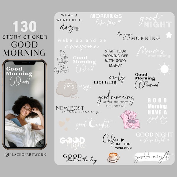 130+ Instagram Story Sticker Good Morning Good Night Everyday weekdays Weekend Alltag Basic clipart digital png