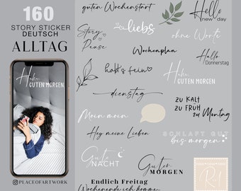 160+ Instagram Story Sticker Basic Daily everyday weekdays lettering good morning everyday life german clipart digital