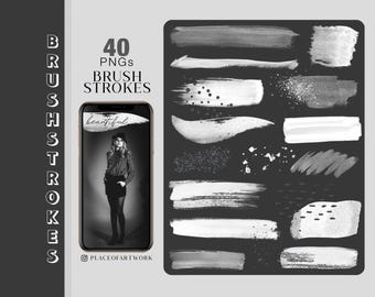 40+ brush strokes white Instagram Story planner Stickers Instagram Story Sticker neutral Digital png Clipart brush strokes glitter