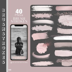 40+ Penseelstreken Instagram Story planner Stickers Instagram Story Stickers neutraal roze Digitale png Clipart penseelstreken glitter