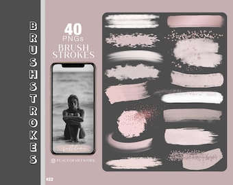 40+ Brush Strokes Instagram Story planner Stickers Instagram Story Stickers neutral pink Digital png Clipart brush strokes glitter