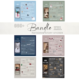 880+ Instagram Story Sticker Bundle Christmas Weihnachten Winter new year basic brushstrokes png Digital Clipart