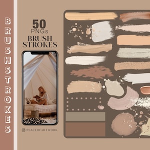 50 brush strokes Instagram Story planner Stickers Instagram Story Stickers neutral Digital png Clipart brush strokes glitter