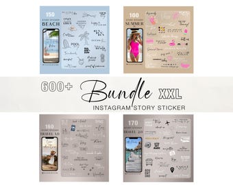 Mais de 600 adesivos para histórias do Instagram, viagens, viagens, explorar, sentimento tropical, praia, verão, areia, oceano, férias, pincéis, clipart, adesivos digitais png