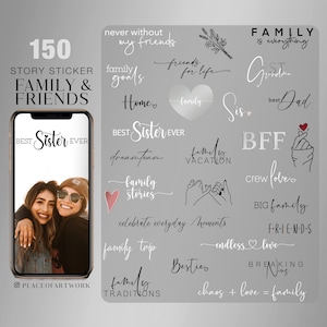 150+ Instagram Story Stickers family friends Friendship love lettering everyday girl gang grandpa sister bestie home bff basic png