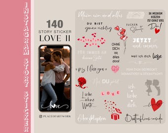 Mais de 140 adesivos para histórias do Instagram, amor II, casal, família, adesivos, dia dos namorados, amor infinito, letras, citações, clipart alemão digital