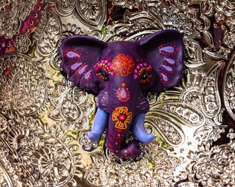 Alebrije Elephant Brooch | Mexican Folk Art  | Polymer Clay Jewelry