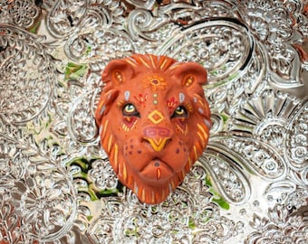 Alebrije Lion Brooch | Mexican Folk Art  | Polymer Clay Jewelry