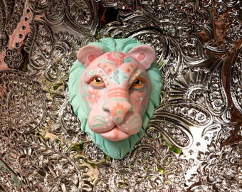 Alebrije Lion Brooch | Mexican Folk Art  | Polymer Clay Jewelry