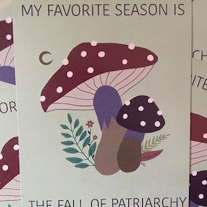 Feministische Postkarte - « Ma saison préférée est la chute du patriarcat » - menthe